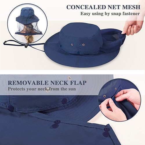 Miniatura 8 de Palmyth Sombrero de red de cabeza, sombrero de sol Safari Hat