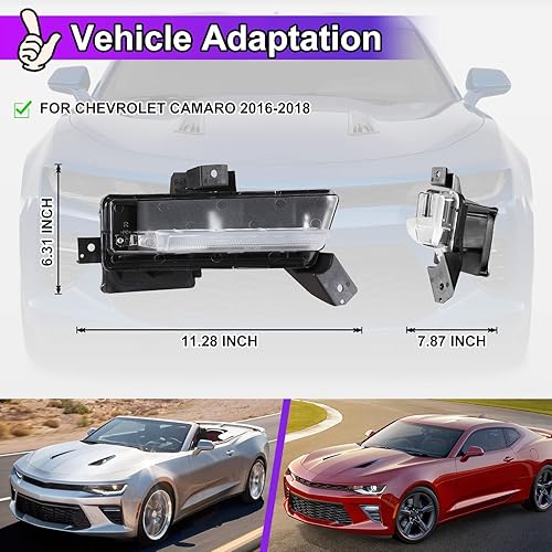 Miniatura 4 de Nixon Offroad Juego de luces antiniebla para Chevy Camaro 2016-2018, juego de luces antiniebla de conducción, 1 par (lente transparente)