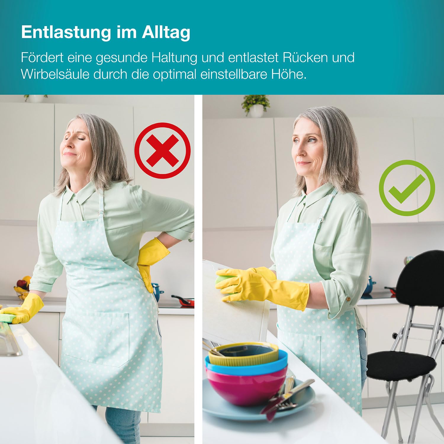 ELONEO Sitzhilfe Bügelstehhilfe höhenverstellbar 58-65 cm belastbar bis 120kg Silber 45x98x47 cm