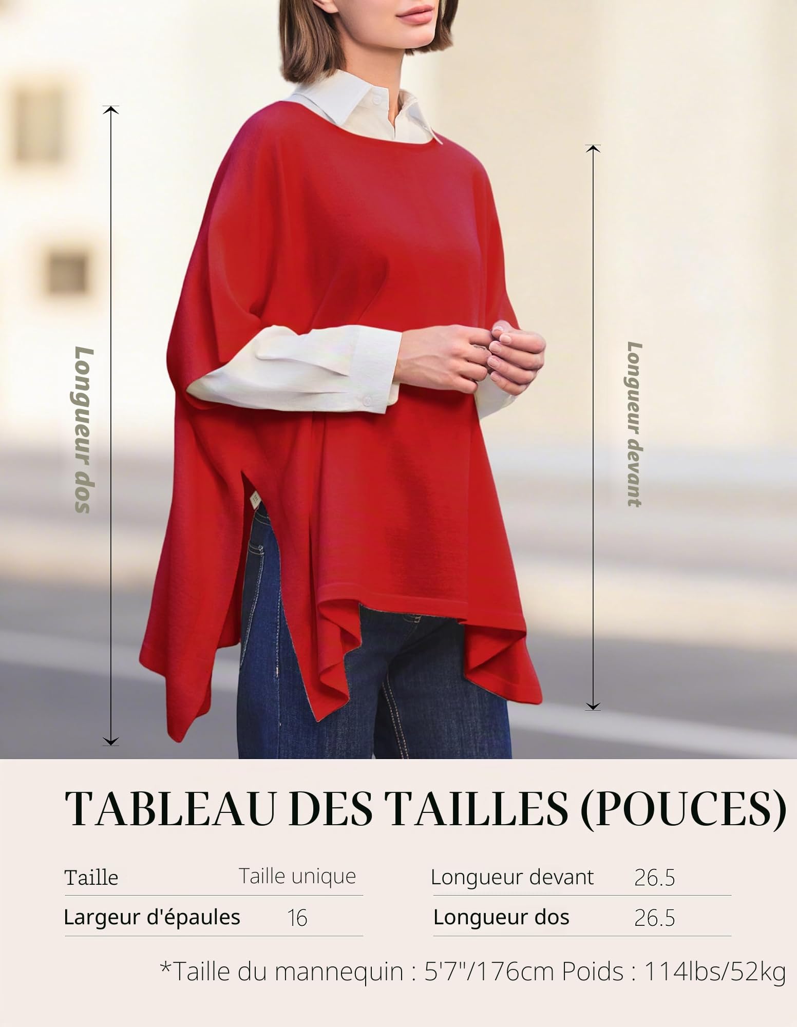 Femmes Poncho Devant Ouvert Cape Châle Pour Automne Hiver