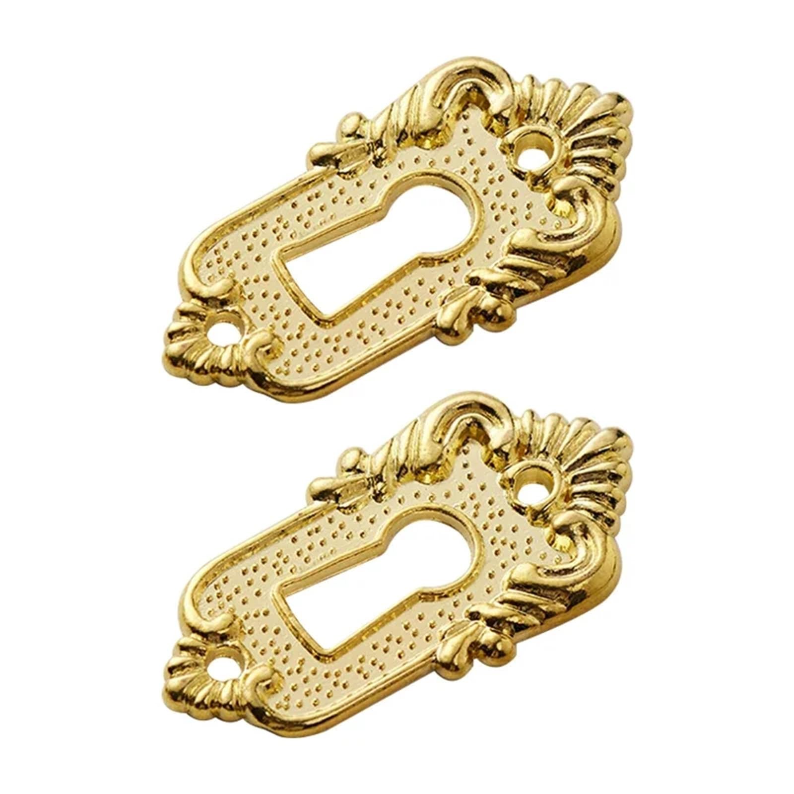 Usohjz Gold 4Pc Zinc Alloy Vintage Keyhole Cover Drawer Key Escutcheon Corner Stick Classic Decorative Code Lock Plate For Furniture Cabinet(Gold)