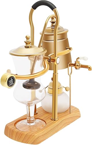 Cafetera Golden Siphon, cafetera Belgium Royal Family Balance Syphon, elegante cafetera retro vintage, sistema de preparación al vacío (13.53 onzas)