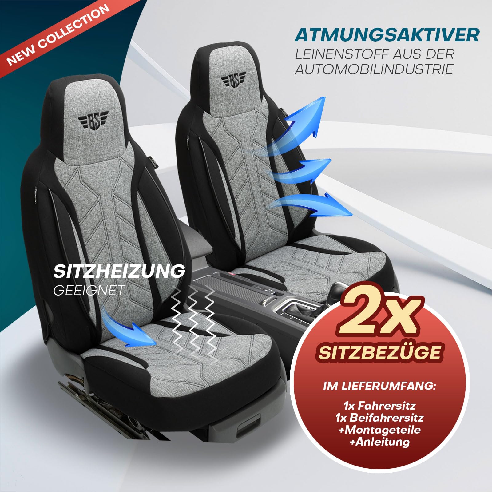 HERM201 - Fundas de asiento para Ford Fiesta | Color: negro y gris claro | Modelo: Prime Pilot | Fundas de asiento | Fundas de asiento | Fundas protectoras | HERM201