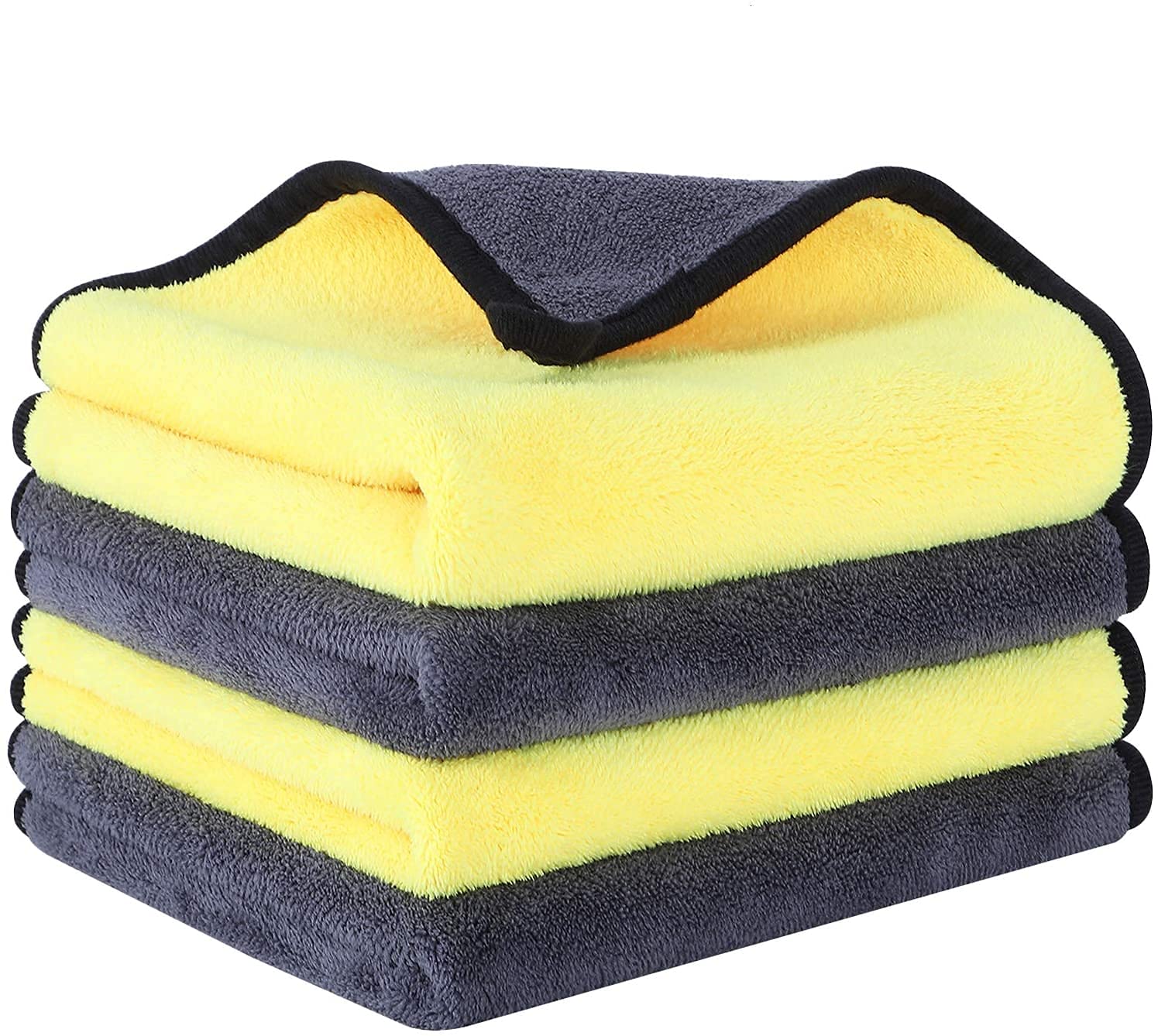 Auto Hub Heavy Microfiber Cloth for Car Cleaning and Detailing, Double Sided, Extra Thick Plush Microfiber Towel Lint-Free, 800 GSM (Size 40cm x 40cm)/Pack of 4, Color: Yellow (B09777C891) Amazon Price History, Amazon Price Tracker