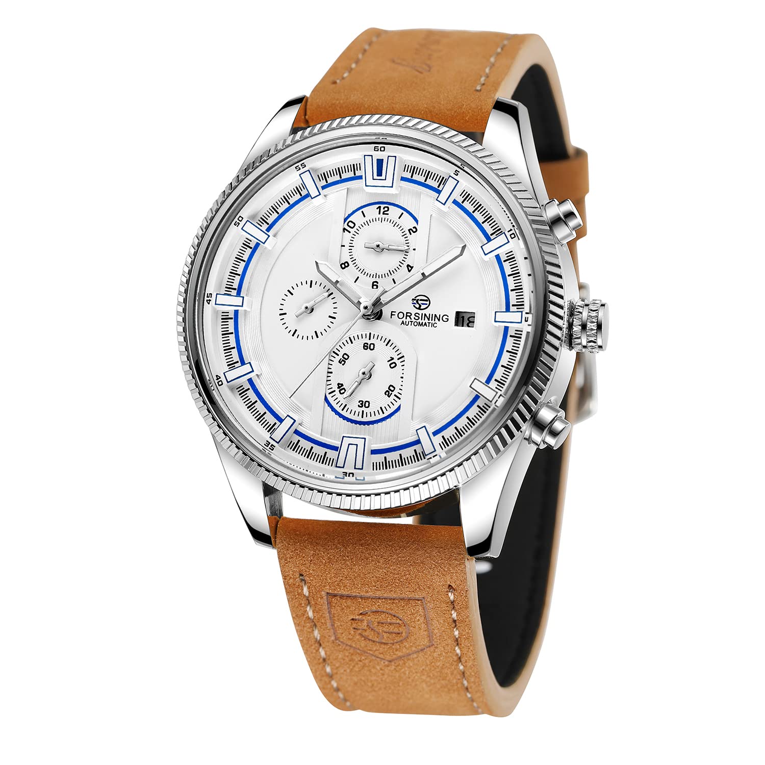 Forsining Mens Automatic Tourbillon Waterproof Calendar with Brown Leather Band Wrist Watch, Z White and Brown (B09YH66H4Q) Amazon Price History, Amazon Price Tracker