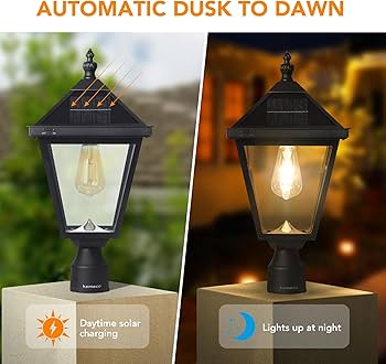 Kemeco Solar Post Light Outdoor, ST4331Q-A Vintage Dusk to Dawn