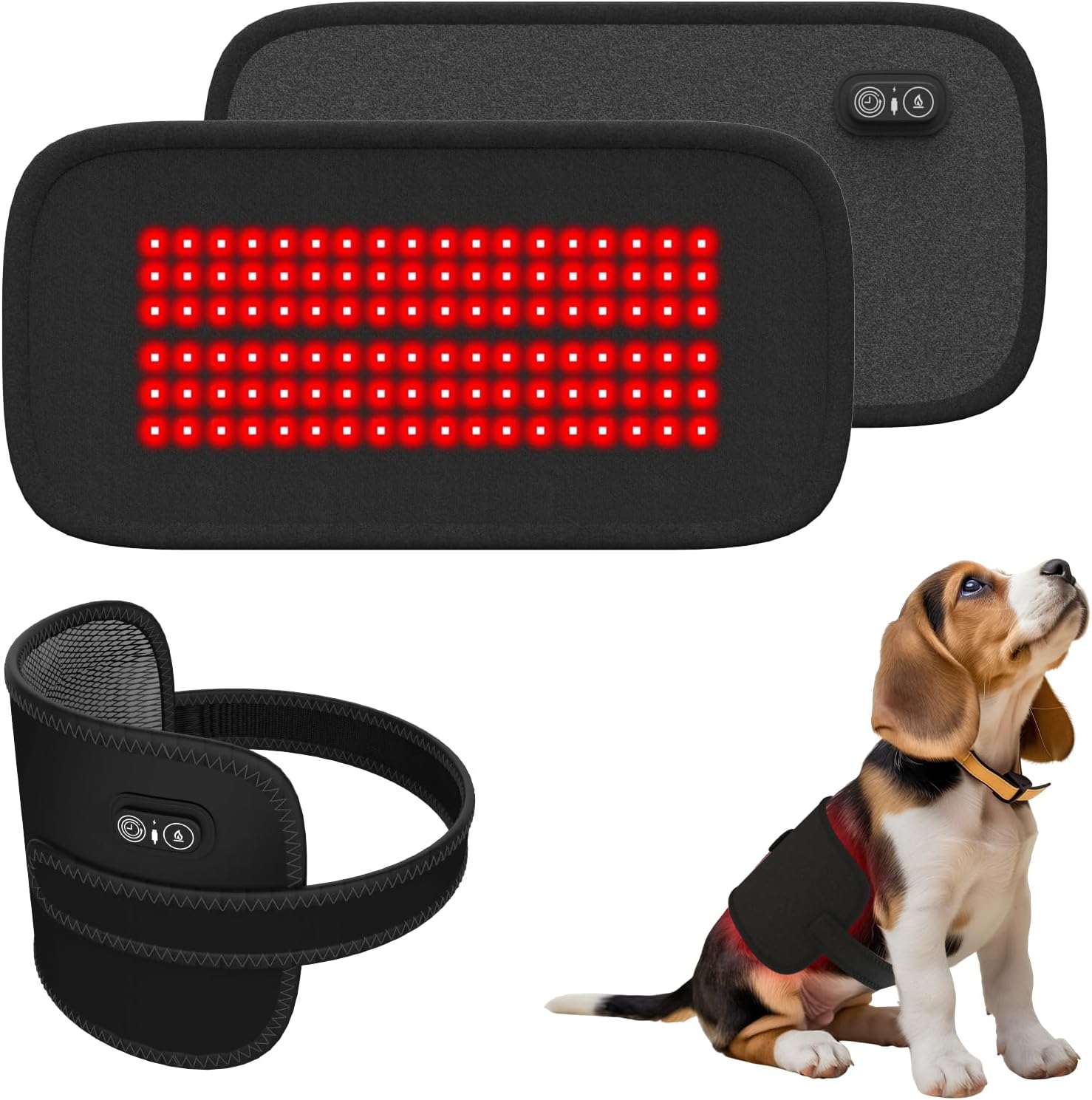 iKeener Red Light Therapy Belt for Pets, Wearable Pet Red Light Therapy Wrap for Dogs Pain Relief, Adjustable Brightness & Timer for Dog, Cat, Horse