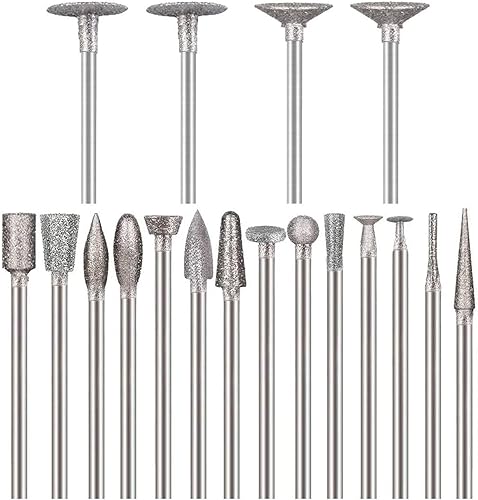 Miniatura 1 de 18 piezas de fresas de diamante surtidas  Brocas de diamante de 18 pulgadas para herramientas rotativas Dremel