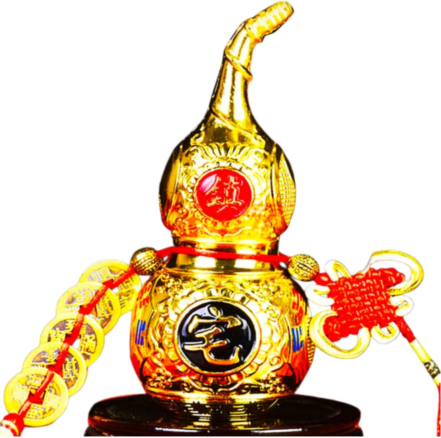 八卦铜葫芦五帝钱 Feng Shui Good Amulet Feng Shui Good Luck Charms Furniture,Bag,Home,Office Other Scenes 一体葫芦家宅摆件大小号客厅摆饰 fengshui Chinese Tassel Ornaments-1188