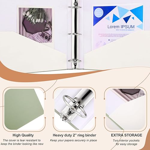 Miniatura 9 de 6 carpetas de 3 anillas, carpetas redondas resistentes con 2 bolsillos interiores, capacidad para papel de 8.5 x 11 pulgadas, para oficina, hogar y