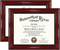 Vista 37 de GMFrames Marco para diploma de 8.5x11 con tapete o para mostrar certificados de 11x14 sin tapete, madera maciza, acabado en cerezo con intrincado