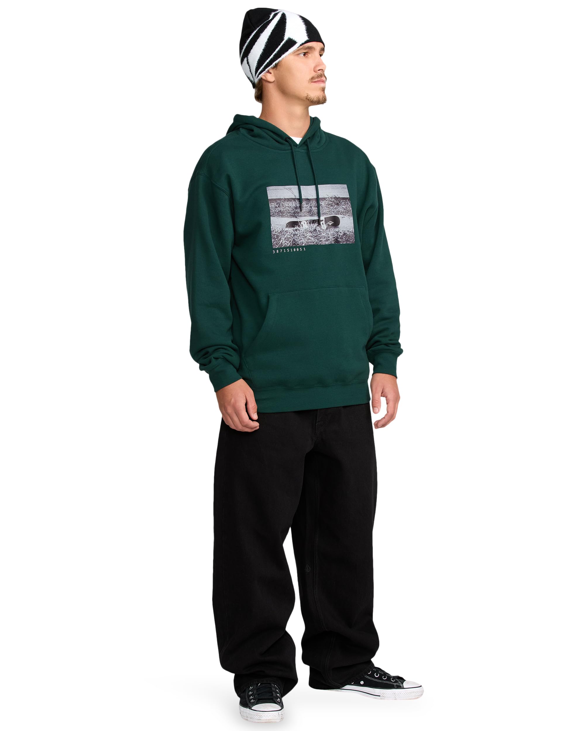 Volcom Męska bluza z kapturem Essential Riding - miękka polarowa bluza snowboardowa sweter, czarno-zielony, M