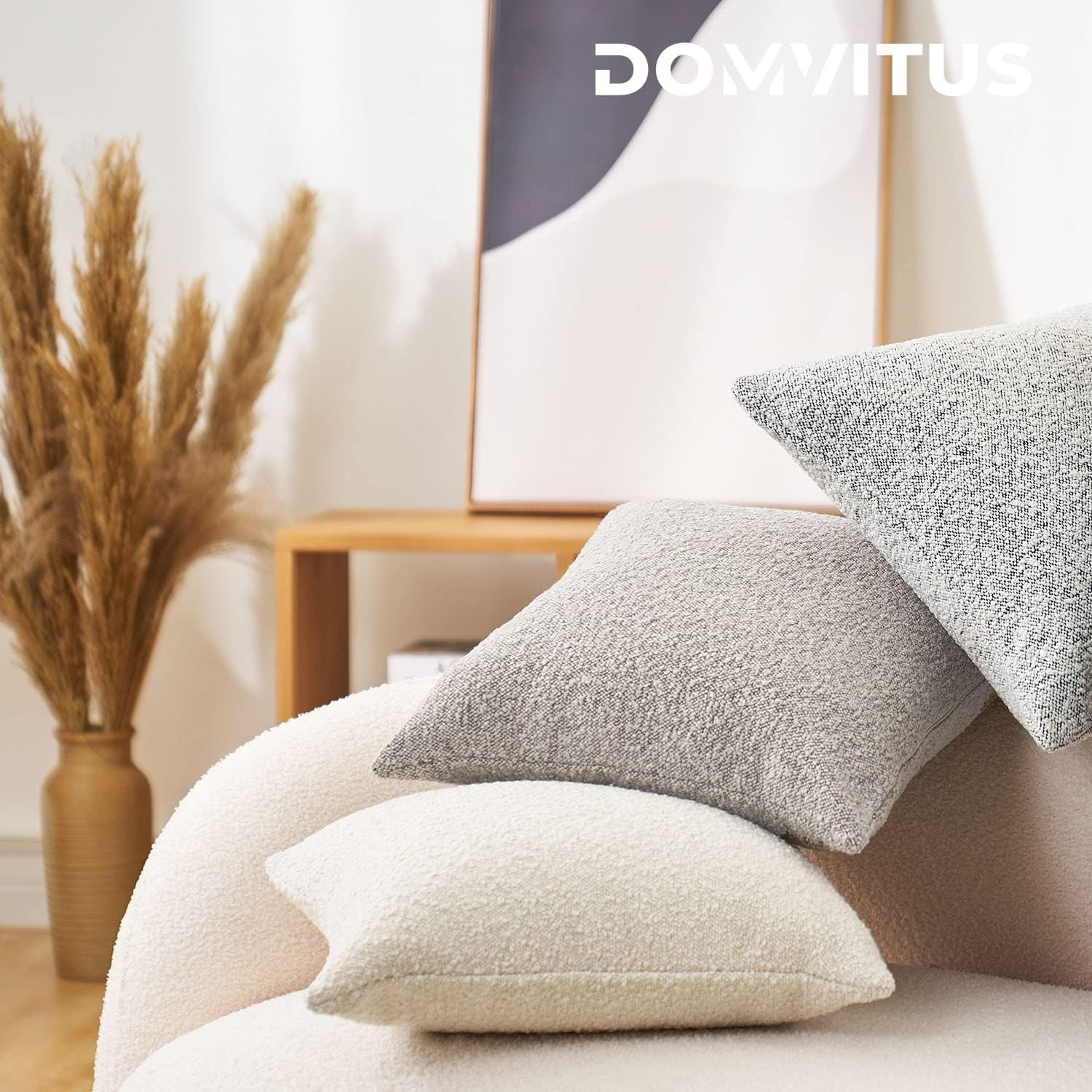 DOMVITUS Boucle Pillow Covers 20x20 Luxury Throw Pillow Covers Decorative Pillows for Bed Sofa Pillows for Living Room Accent Couch Soft Cushion Case, 1PC, Ivory