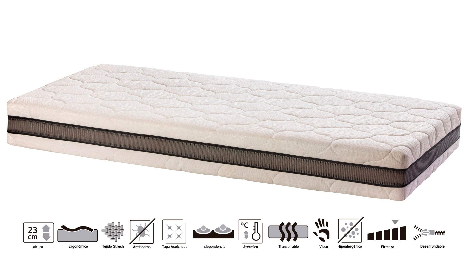 ekamia - Nix Cama Articulada Eléctrica con Colchón Hapi - 105cm x 200cm, Mando inalámbrico