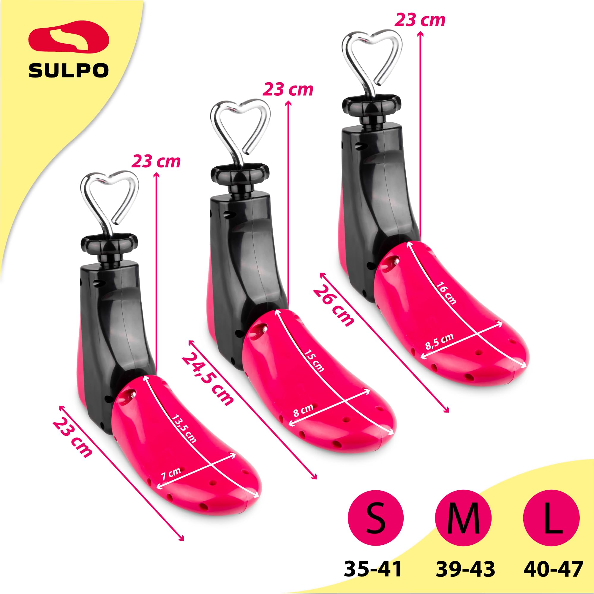 SULPO Horma de zapatos de 3 g. Extensor de zapatos, para zapatos apretados, para zapatos apretados, hombre, mujer, zapatillas, botas, botines - extrafuerte, ajustable