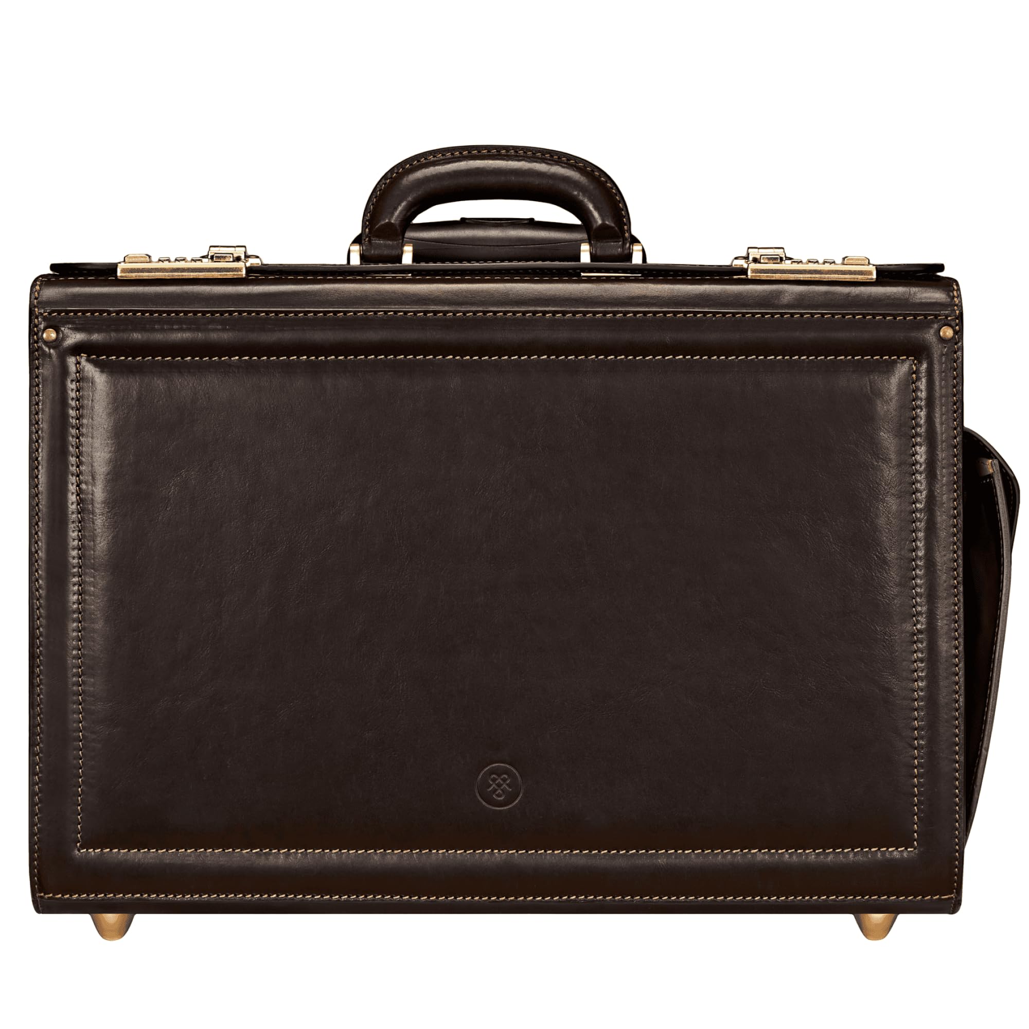Maxwell Scott - Mens Luxury Leather Rolling Wheeled Pilot Briefcase/Catalog Case and Barrel Lock - The VareseW Dark Brown