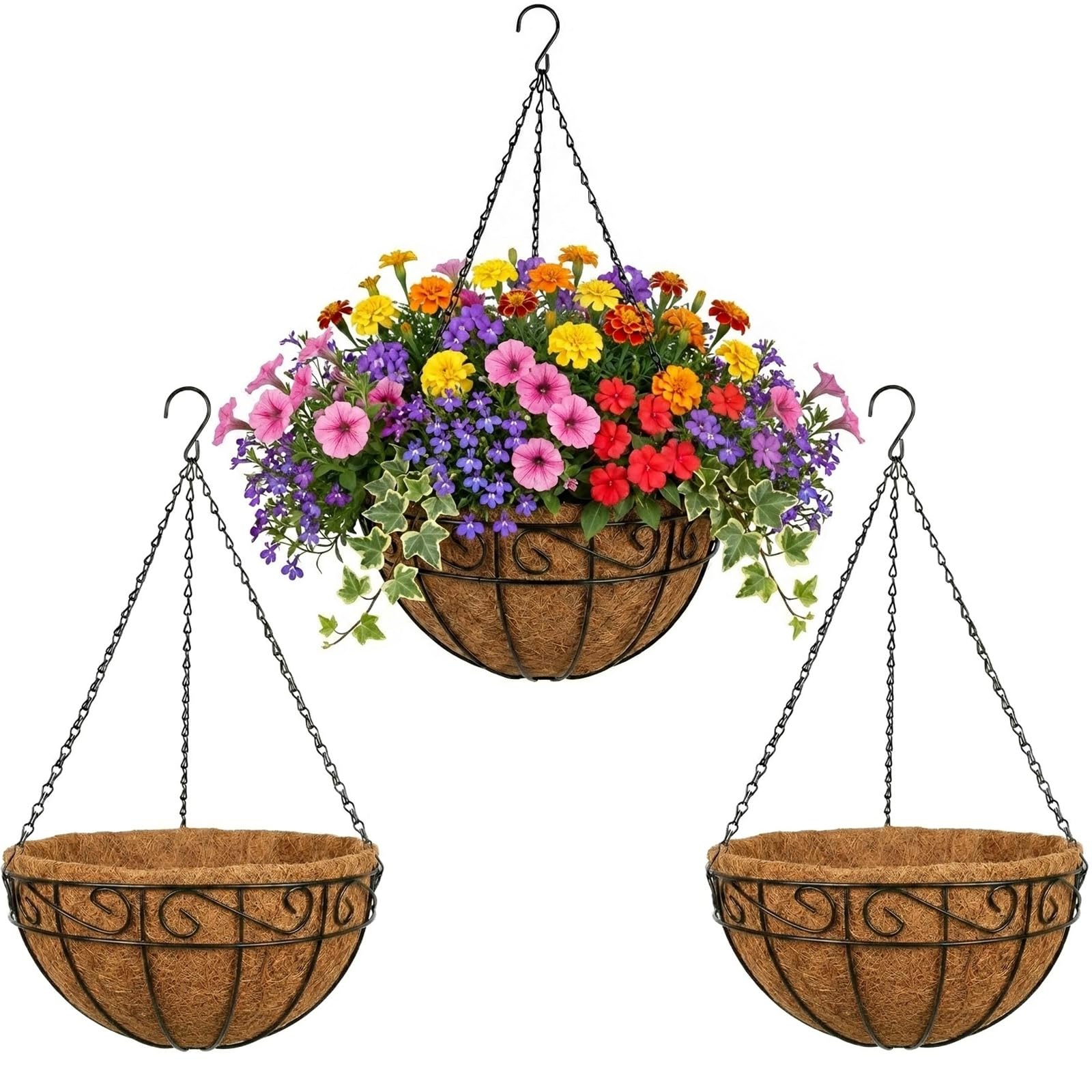 HZXXJCO 3-Pack 10-Inch Hanging Planters