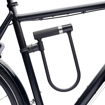 AXA Newton UL-300 Long Shackle Bike U-Lock, 14 mm Hardened Steel | Sold Secure Silver Heavy Duty Anti-Theft Lock with Bracket and 3 Keys, Suitable for E-Bikes and Commuter Bicycles
