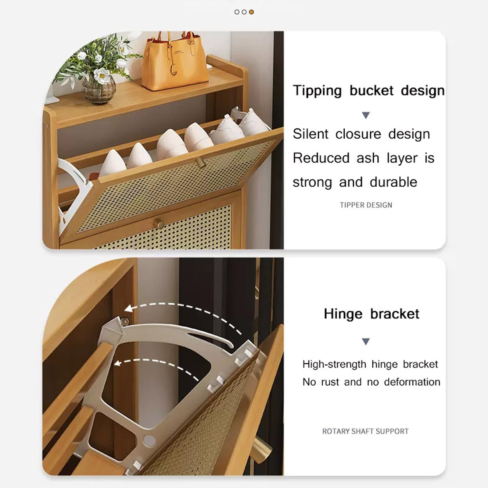 Zapatero con Puertas Abatibles Zapatero Estrecho Organizador para Zapatos, Mueble Zapatero Bambú, Zapatero de Pared Organizador, Delgado Que Ahorra Espacio
