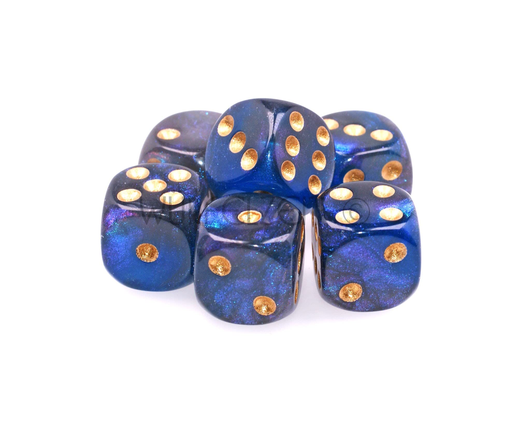Würfelzeit 7471 – 6 Augenwürfel 16 Mm, Schwarz-weiß Mit Gold, Für Rollenspiele