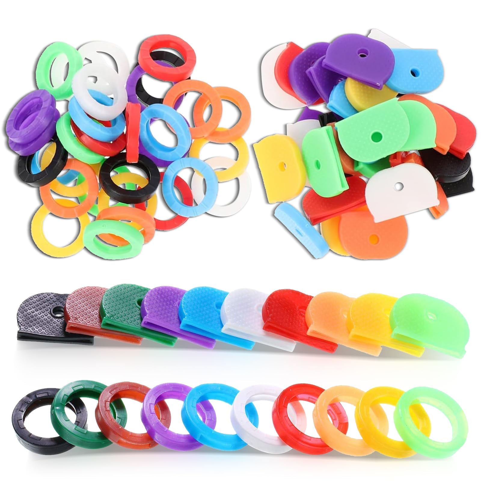 YIMIDM Key Caps Covers, 100 Pcs Colorful Key Cover, Silicone Key Cover for House Key, Office Keys, Keys Organization