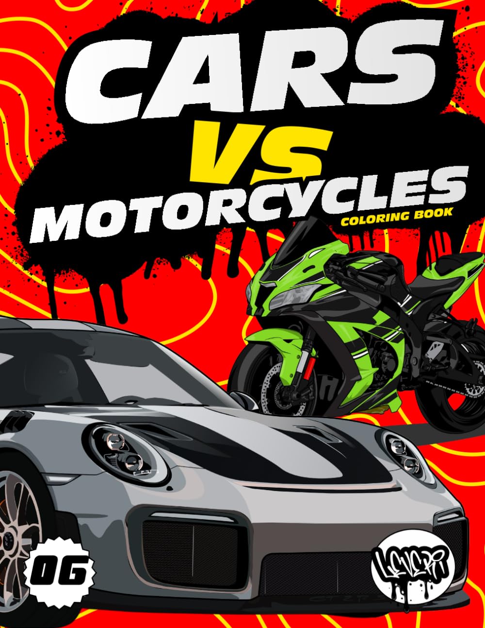 Cars vs Motorcycles Coloring Book: Fun Racing Vehicles Coloring Pages for Kids & Teens Ages 6-18