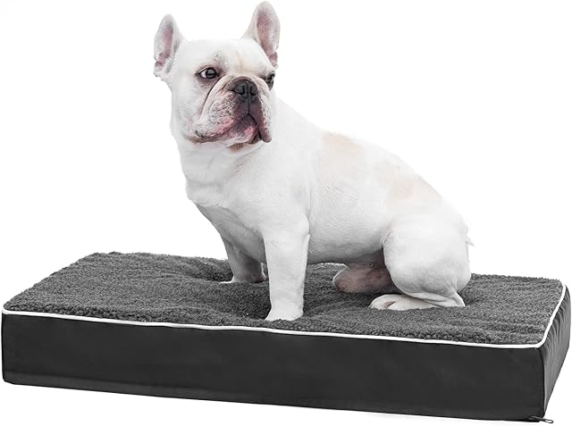 Ekiby Warm Dog Bed, Orthopedic Dog Mat Memory Foam Pet Bed with Removable Washable Cover, Egg-Crate Foam Soft Dog Mattress for Small Medium Large Dogs