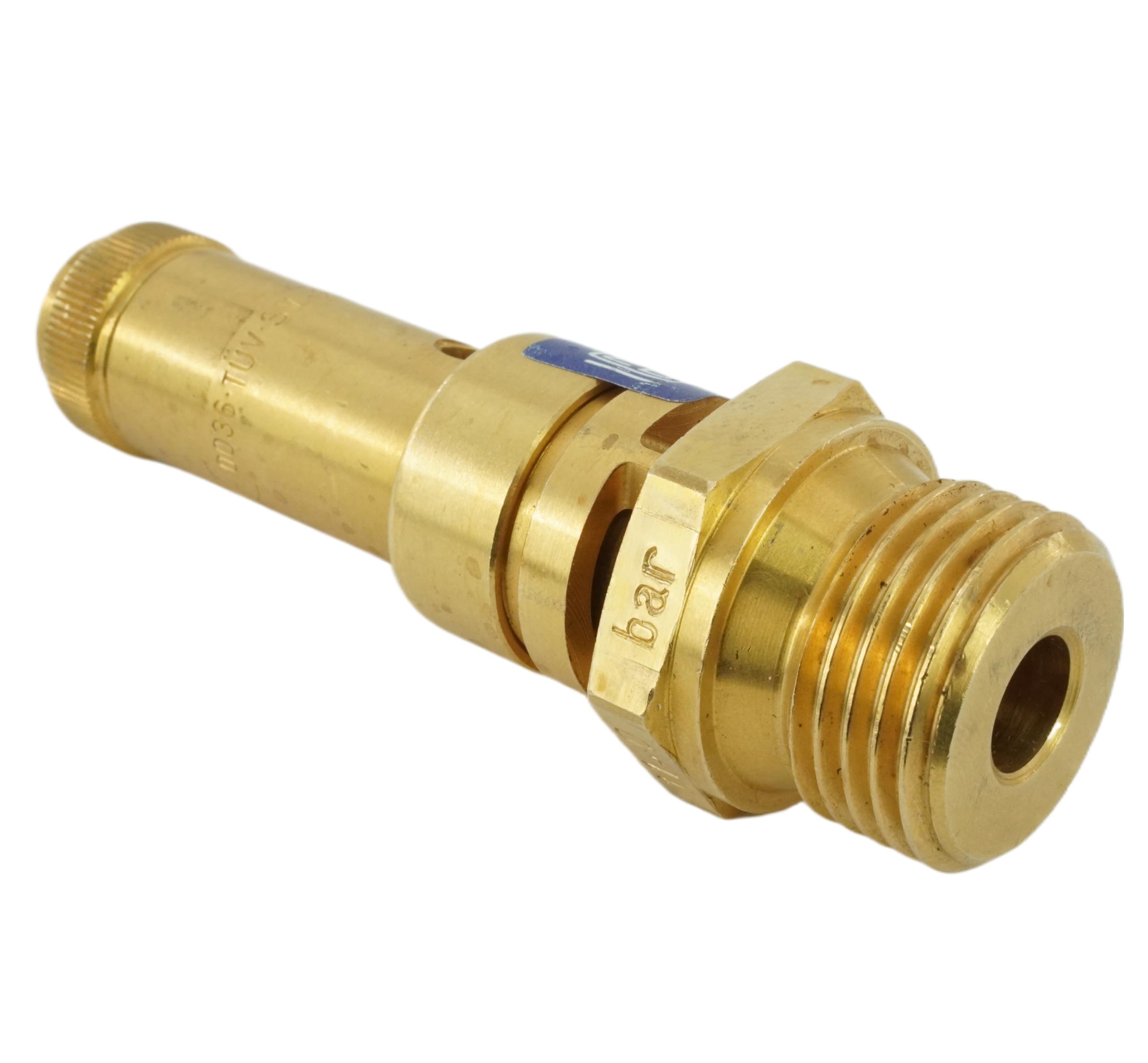fittingstore - Soupapes de sécurité TÜV (DN8), 6 à 20 bar, soupape de surpression en laiton pour compresseur (filetage : G 3/8", pression de déclenchement : 11 bar)