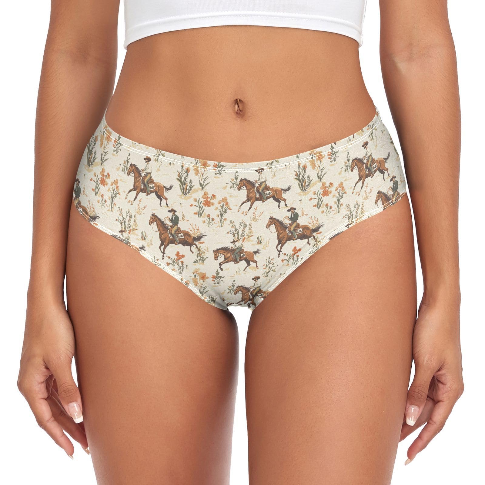 Jhkku Women's West Rodeo Cowboys Underwear Classic Briefs Soft Breathable Bikini Hipster Panties, M
