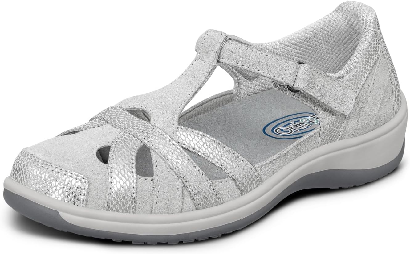 Orthofeet Women's Orthopedic Juno Adjustable Suede & Leather Mary Jane