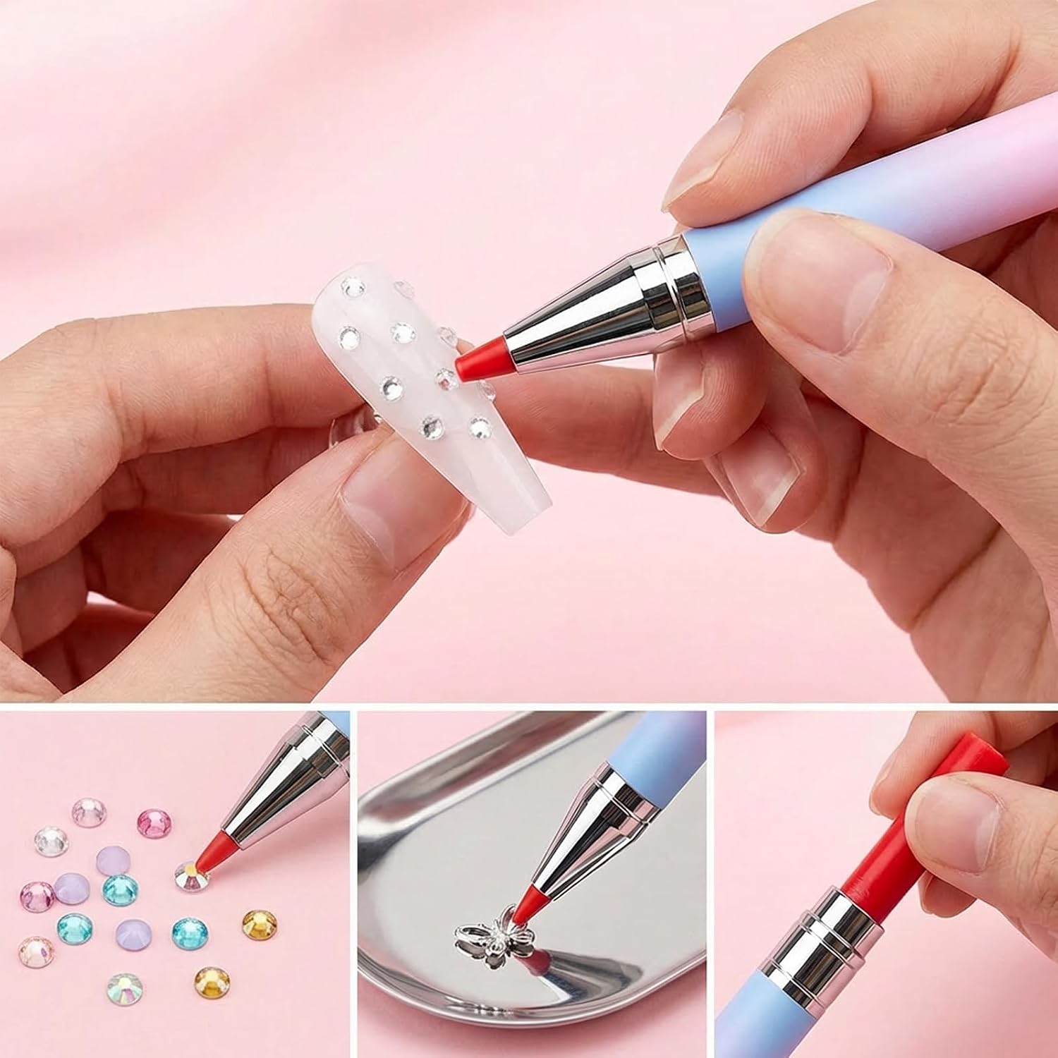 2-Pack Rhinestone Picker Tool - Diamond Art Pens Refillable Wax Pen with 6 Wax Refills - Diamond Painting Pen for Nail Dotting and Diamond Painting Art DIY Crafts