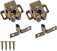 EupHHonycs 2-Pack Heavy Duty Double Roller Cabinet Latches with Screws - Bronze Copper Finish for Kitchen Closets Cupboards