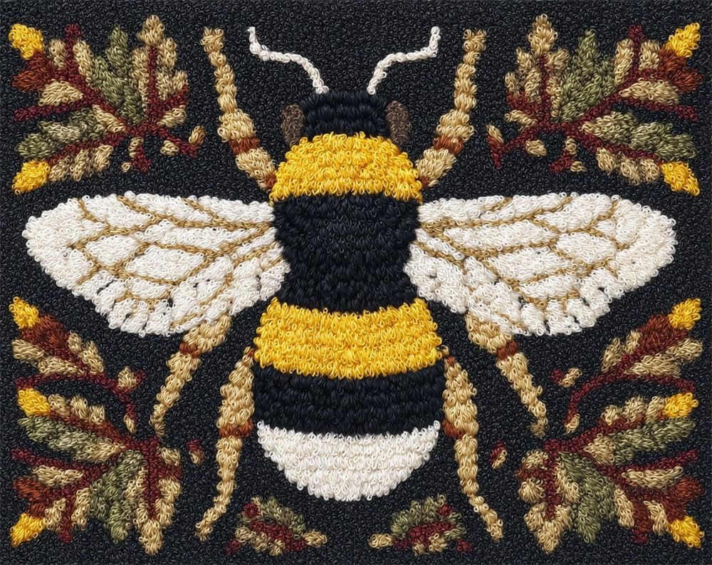 Kitquiver Rug Kits for Adults Latch Hook Printed Bee DIY Crafts Crochet Yarn Handmade Embroidery with Printed Canvas Needlework for Home Decor 31X45In