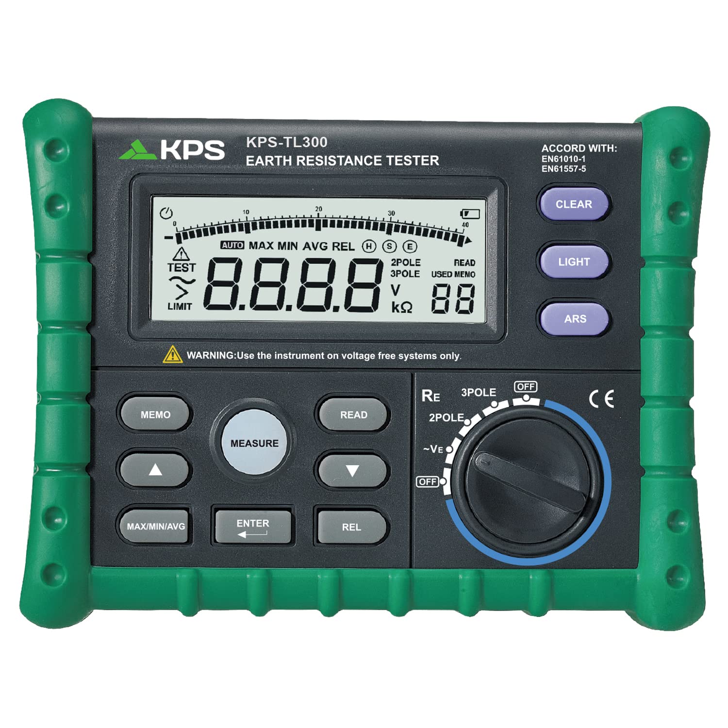 KPS-TL300 Probador de Resistencia a la Tierra con método de medición de 2 o 3 polos.