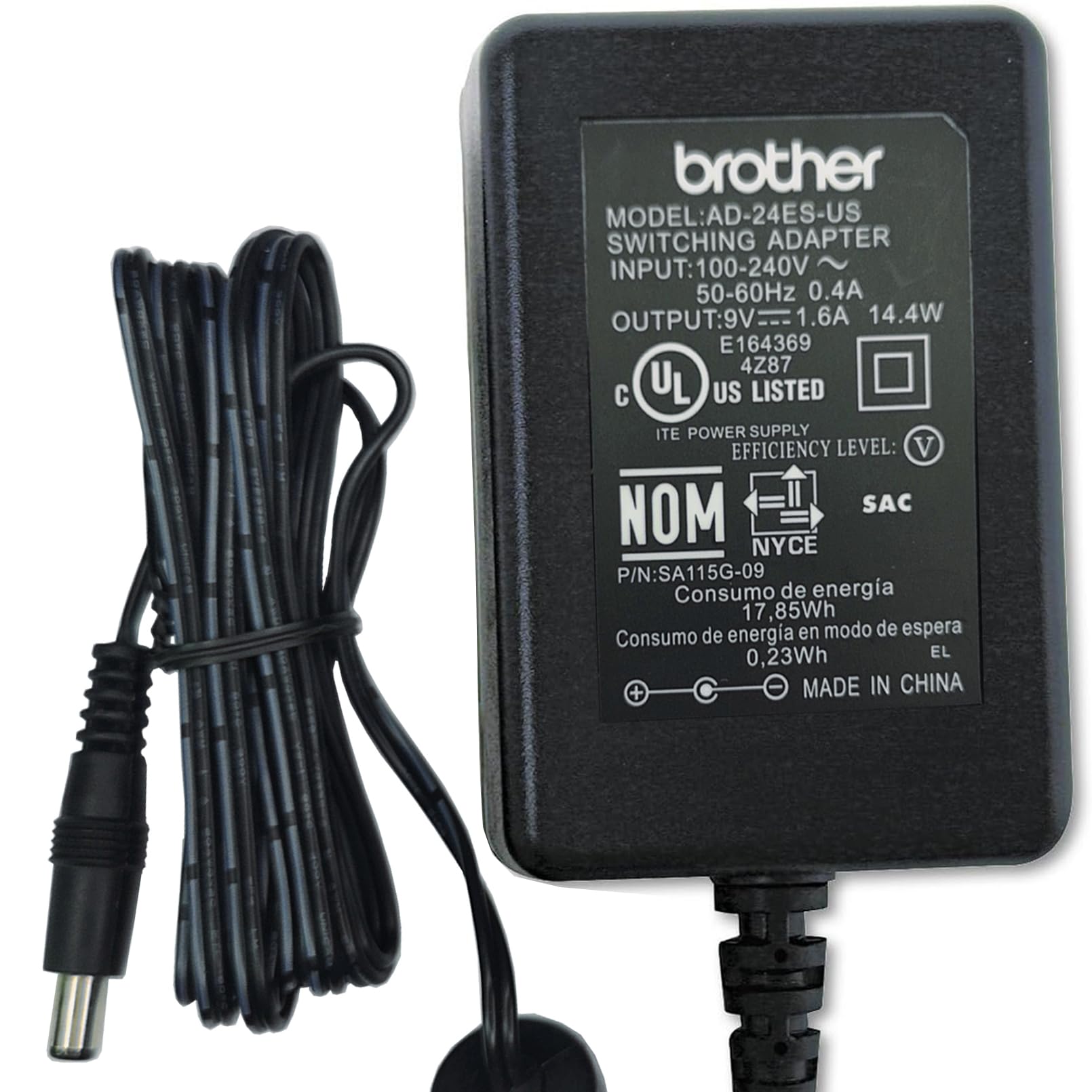 9V 1.6A AC/DC Adapter Compatible with Brother P-Touch PT-1890 PT-D215E D201CS PT-D210 D220 D200VP PT-E100 E105 E110 PT-H100 H110 H111 H200 Pro PT-P300BT Label Maker Printer AD-24ESA AD-24 Power Supply