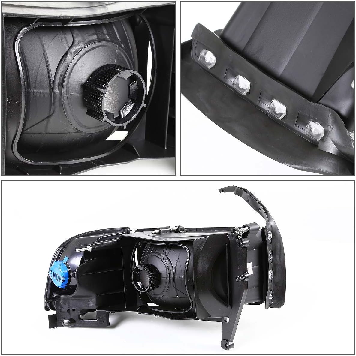 Auto Dynasty Compatible with Dodge Ram BR/BE Pair of Black Housing Clear Corner Headlight+Smoke Lens LED 3rd Brake Light