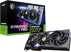 MSI Placa gráfica Gaming RTX 5070 Ti 16G Gaming Trio OC (16 GB GDDR7, 256 bits, desempenho extremo: 2580, DisplayPort x 3 2.1a, HDMI 2.1b, NVIDIA Blackwell Architecture)