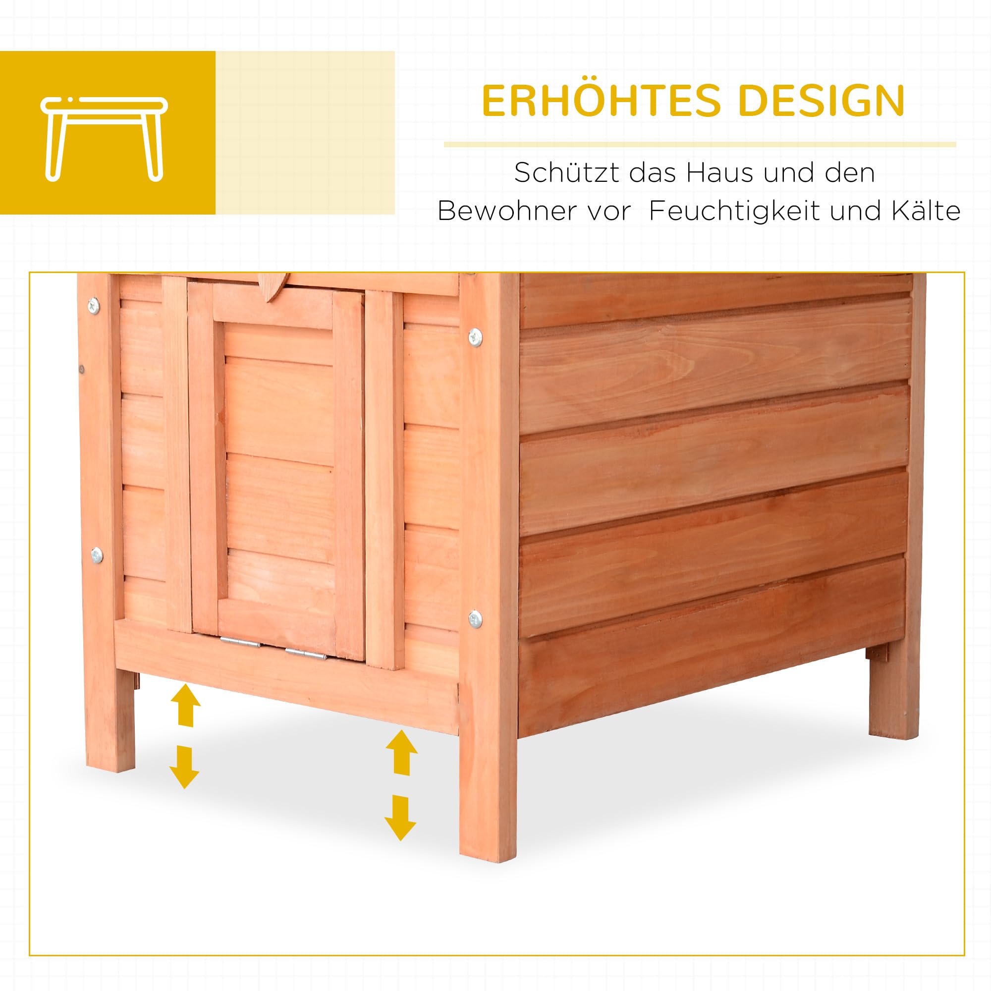 PawHut Kleintierstall Kleintierhaus mit Rampe 51 x 42 x 43 cm Natur+Grün