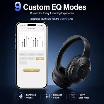 DOQAUS Bluetooth Headphones Over Ear, 9 EQ Modes & App Control
