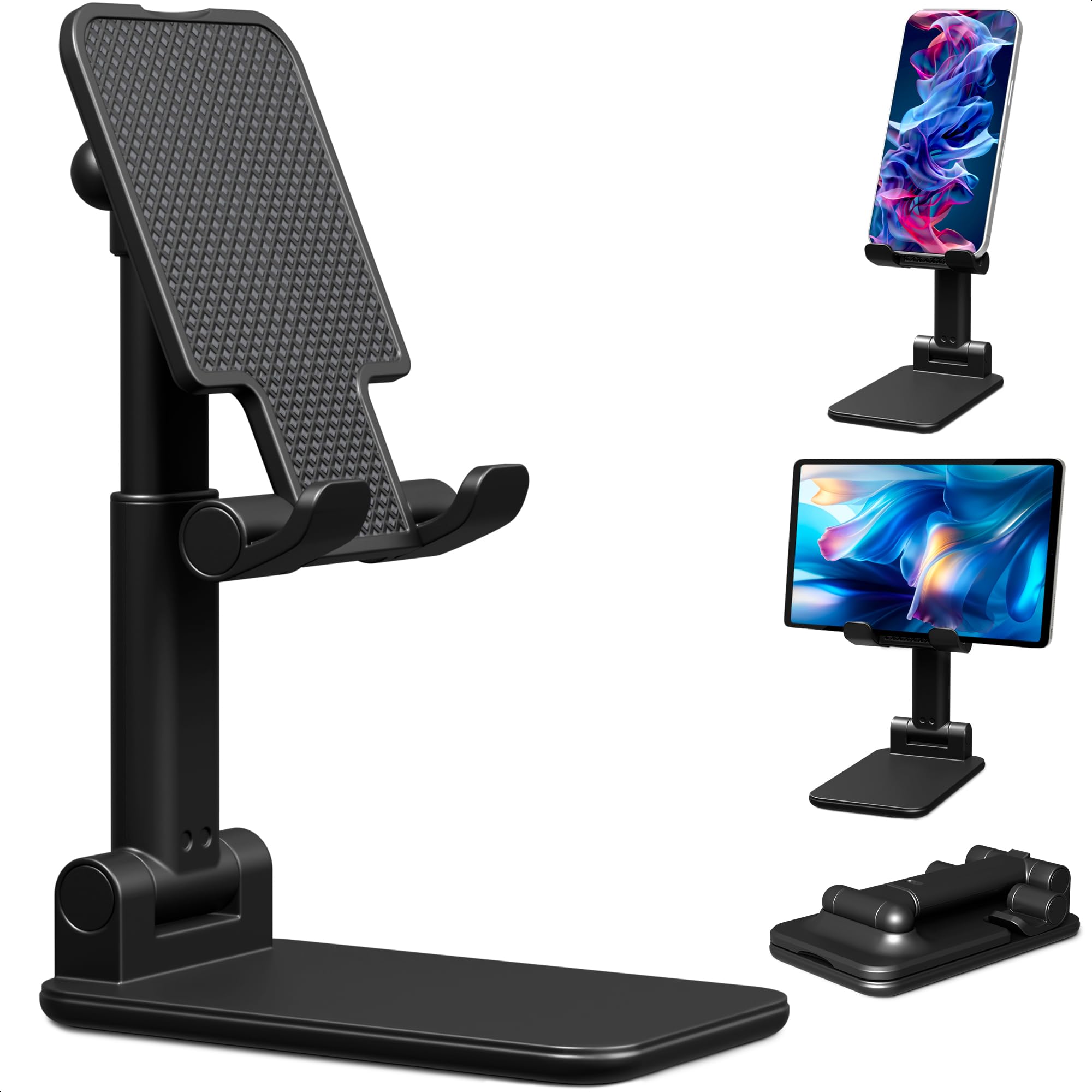 Kotko Folding Cell Phone Stand for Desk - Adjustable Height & Angle, Charging & Case-Friendly, Non-Slip, Foldable & Portable, Compatible with iPhone,