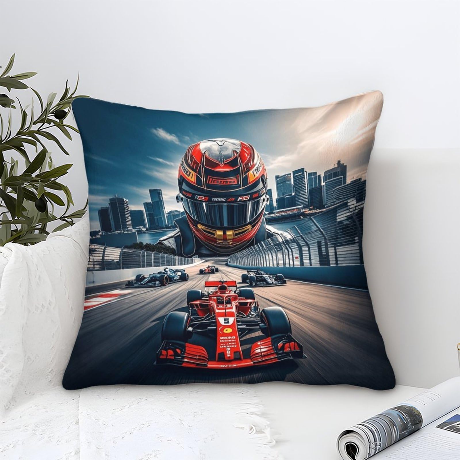 3U6C4M9K Formulaa Racing Series Cushion Cover 40x40cm, Raikonen Decorative Throw Pillow Case Microfiber