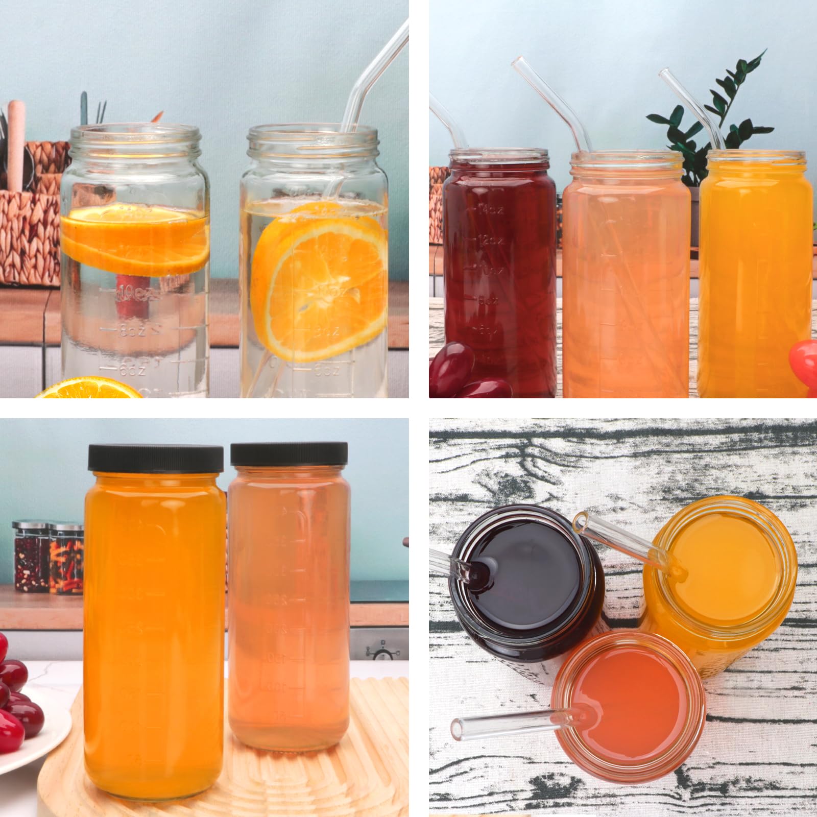 Botellas De Vidrio De 16 Oz, Botellas De Jugo De Vidrio Reut | Meses