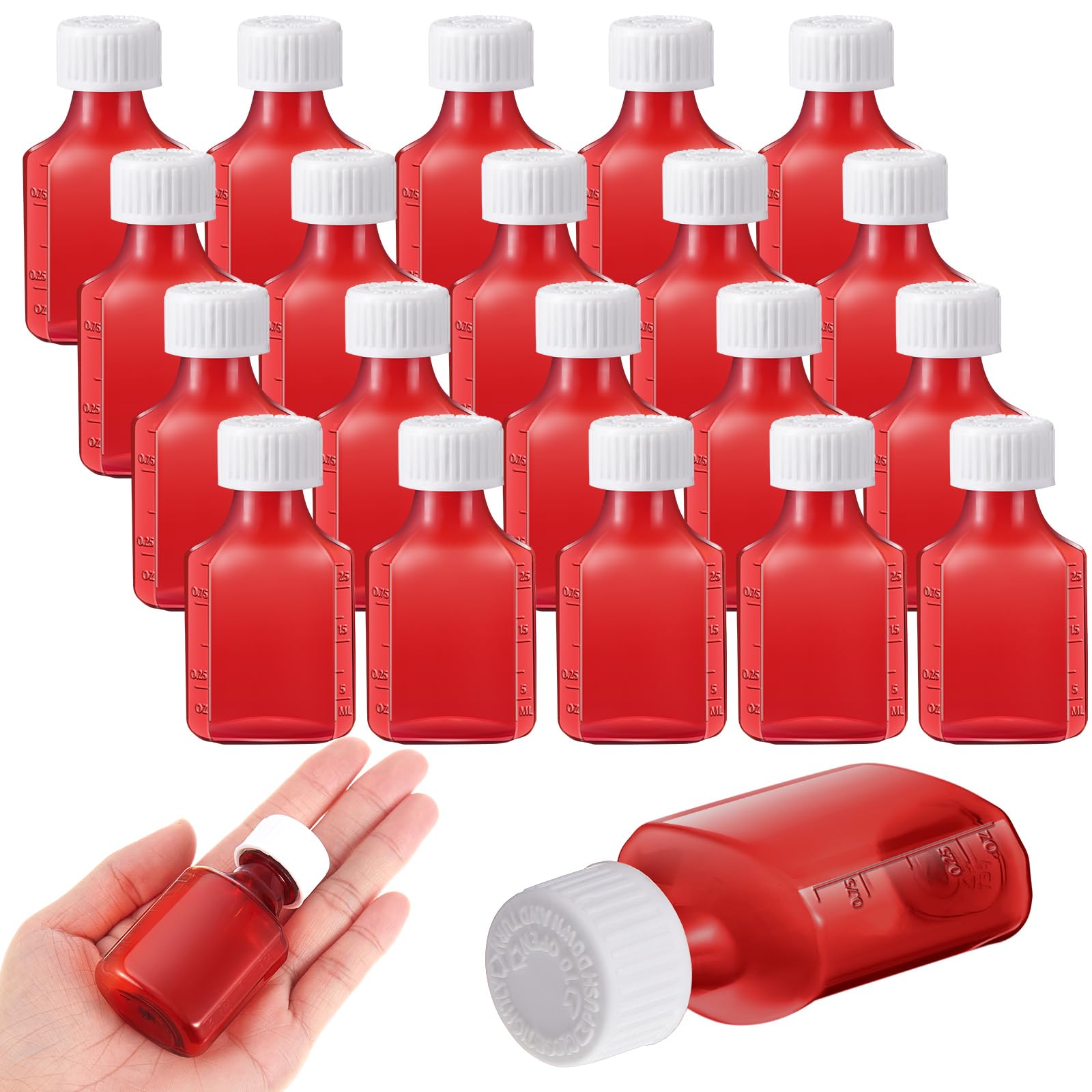 Reallnaive 20 Pcs 1 oz Liquid Medicine Bottles with Caps, Amber