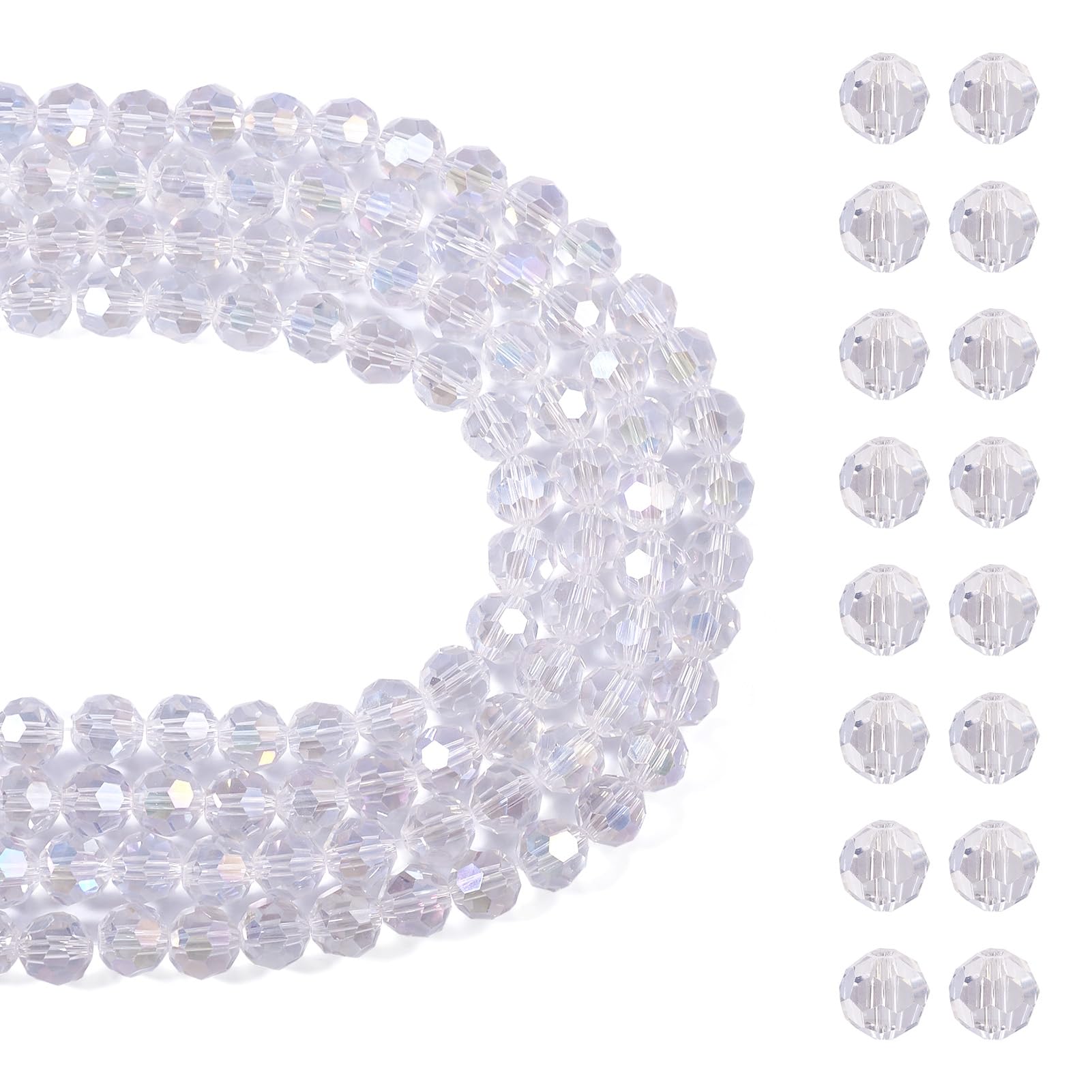 Sparkeads 268 Pcs Clear Faceted Glass Beads Crystal Beads Bulk 10mm Beads Round Faceted Beads Cuentas De Cristal Bracelet Beads Spacer Beads Loose Beads for Jewelry Making DIY Craft Necklace Earring