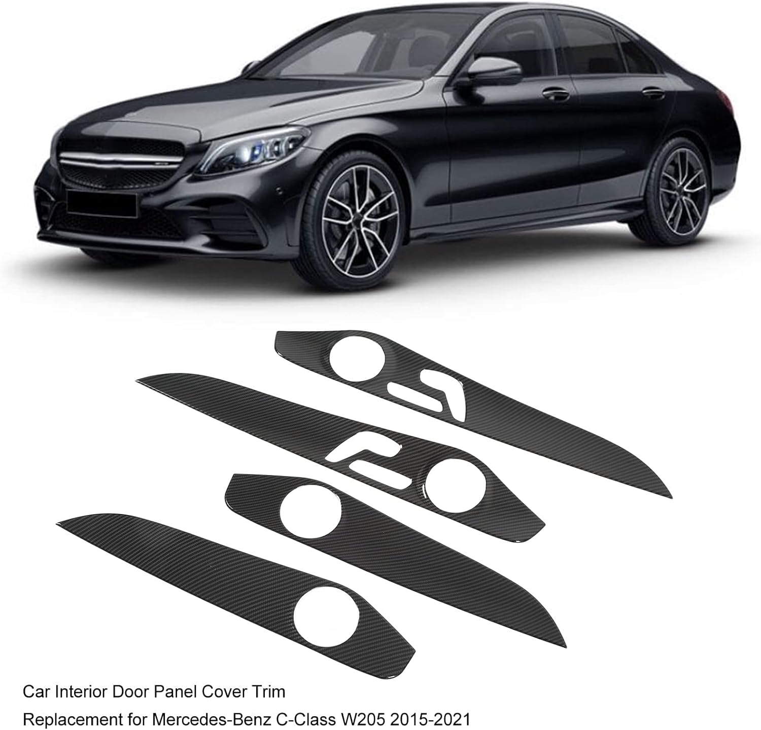Interior Door Panel Cover, 4PCs Car Interior Door Decoration Panel Cover Replacement for C Class W205 2015‑2021
