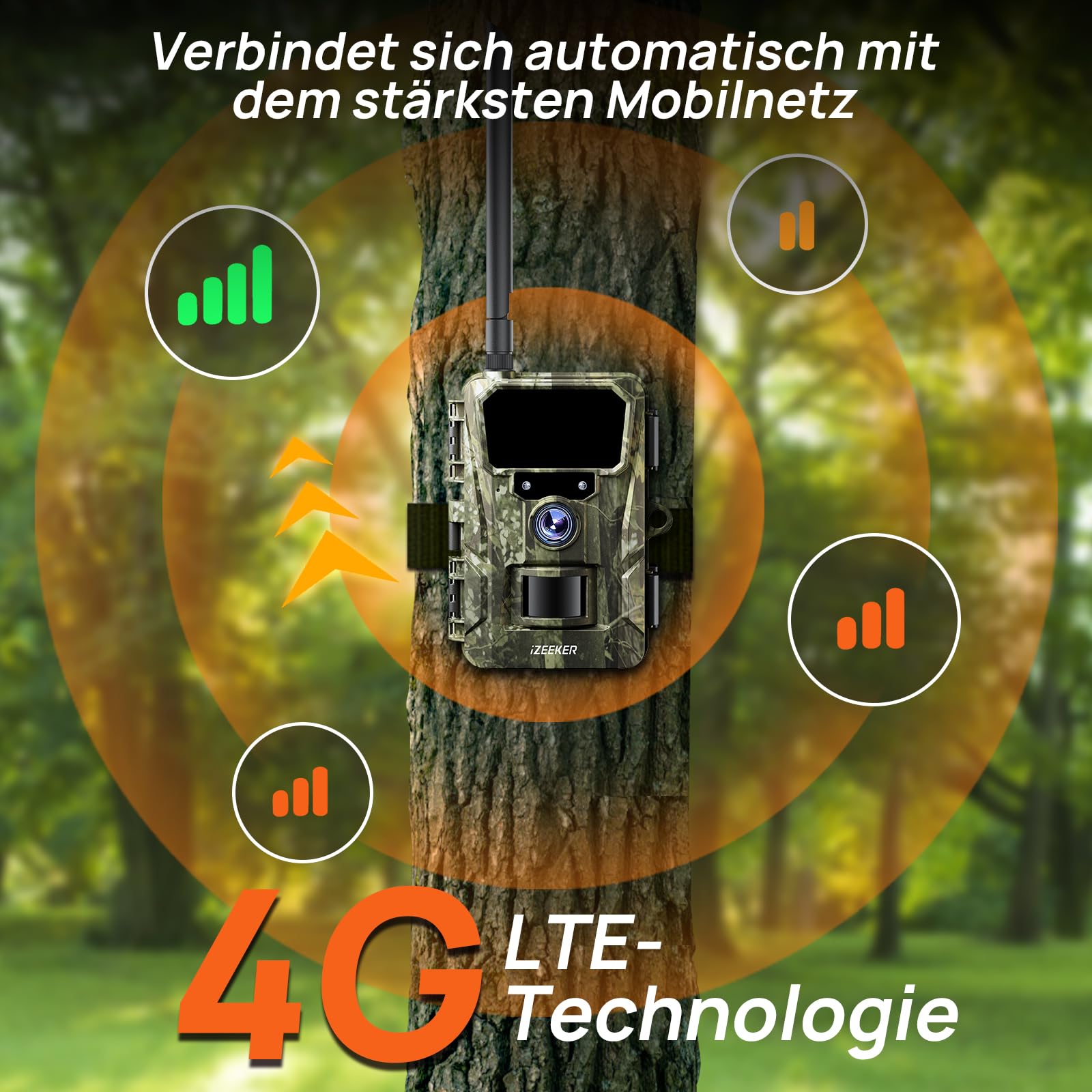 iZEEKER 2 in 1 Cloud 4G & Standard Wildkamera, 2K HD 48MP Wildkamera mit Bewegungsmelder Nachtsicht App-Steuerung Time Lapse Loop Aufnahme Kein WLAN IP66 Wasserdicht mit SIM-Karte für Wildtiere