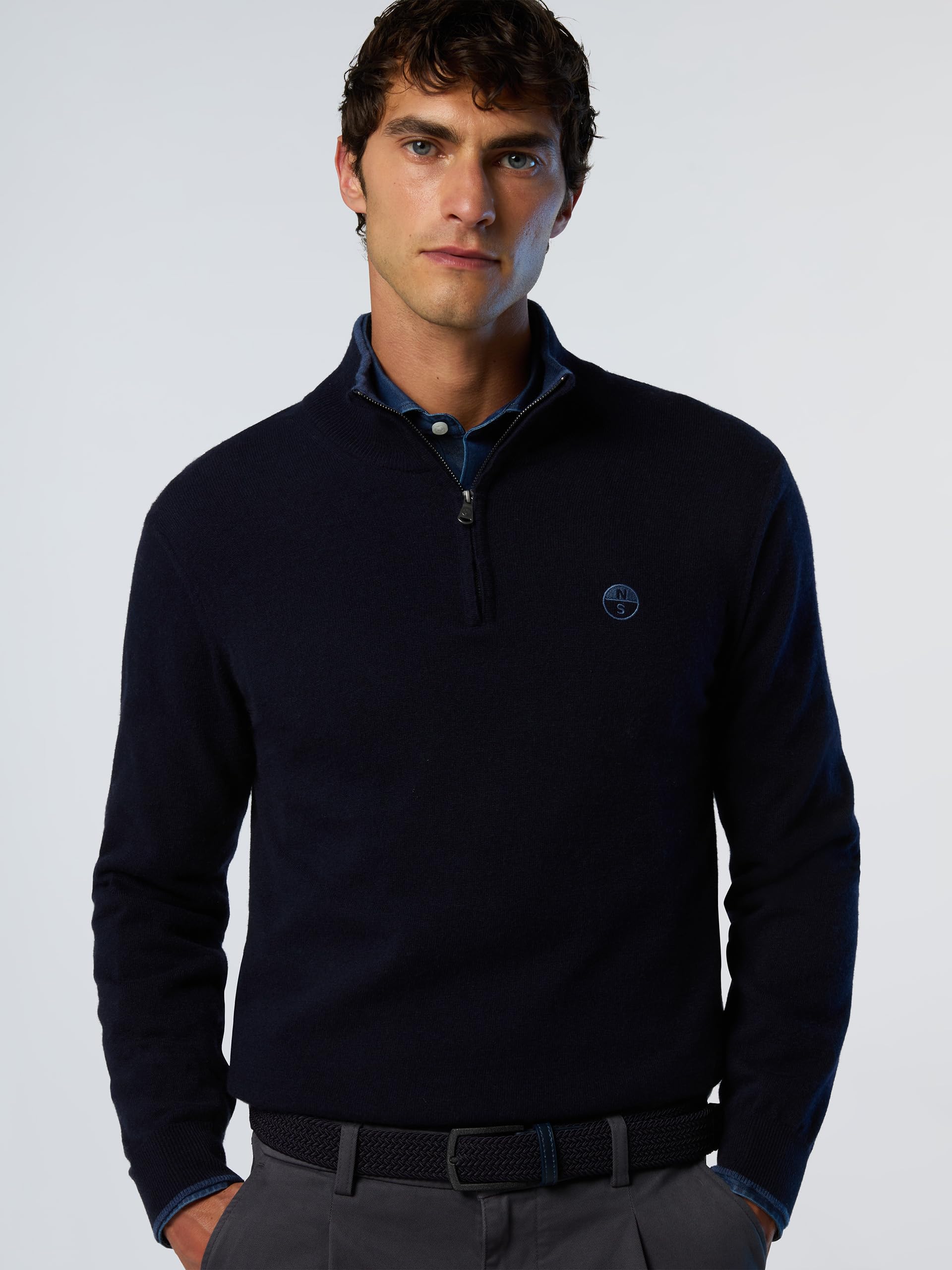 NORTH SAILS Maglione Uomo in Misto Cashmere con Mezza Zip