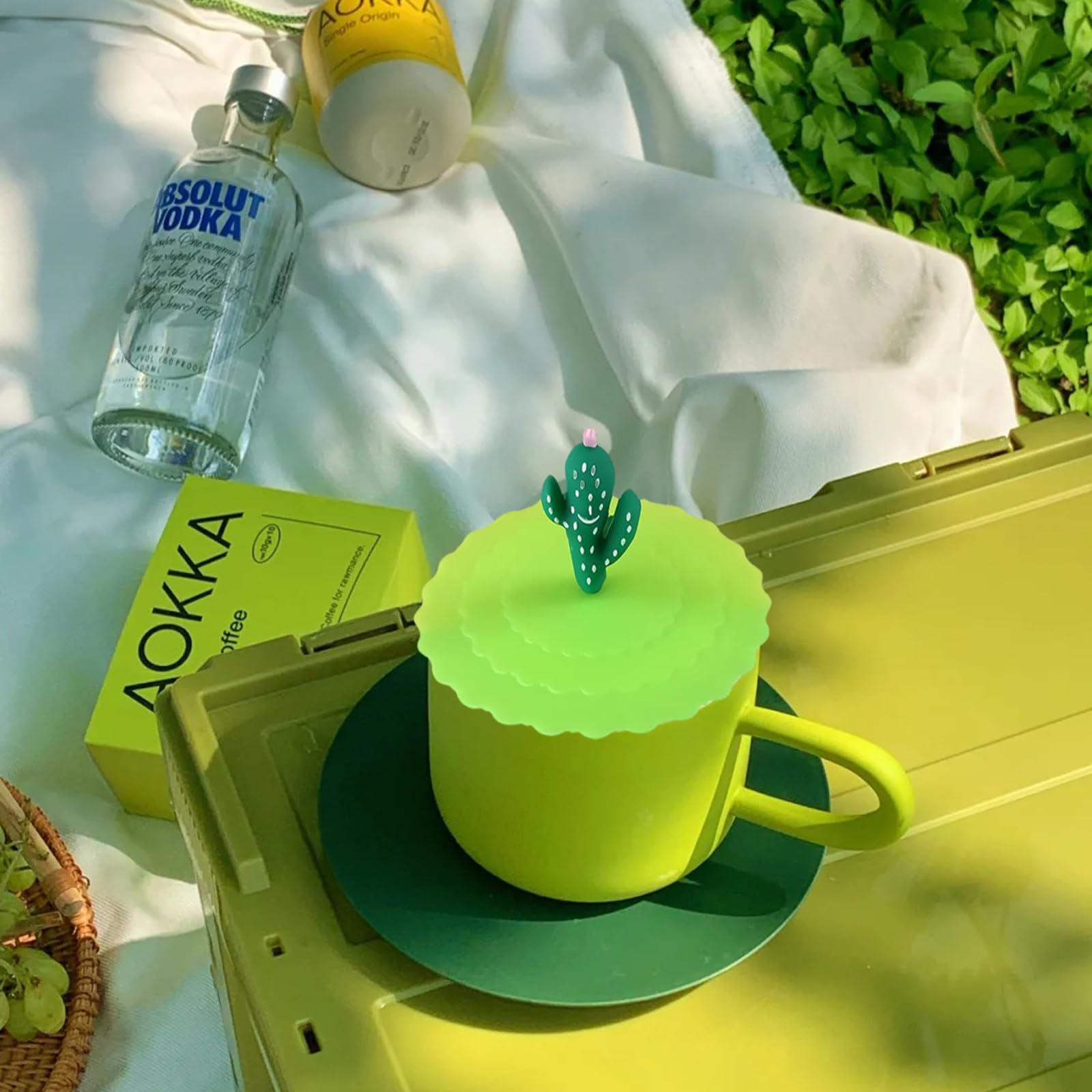 Lot De 6 Couvercles De Tasse En Silicone Réutilisables Et Anti-poussière Avec Strass Ronds En Verre De Qualité Alimentaire (couleur Aléatoire