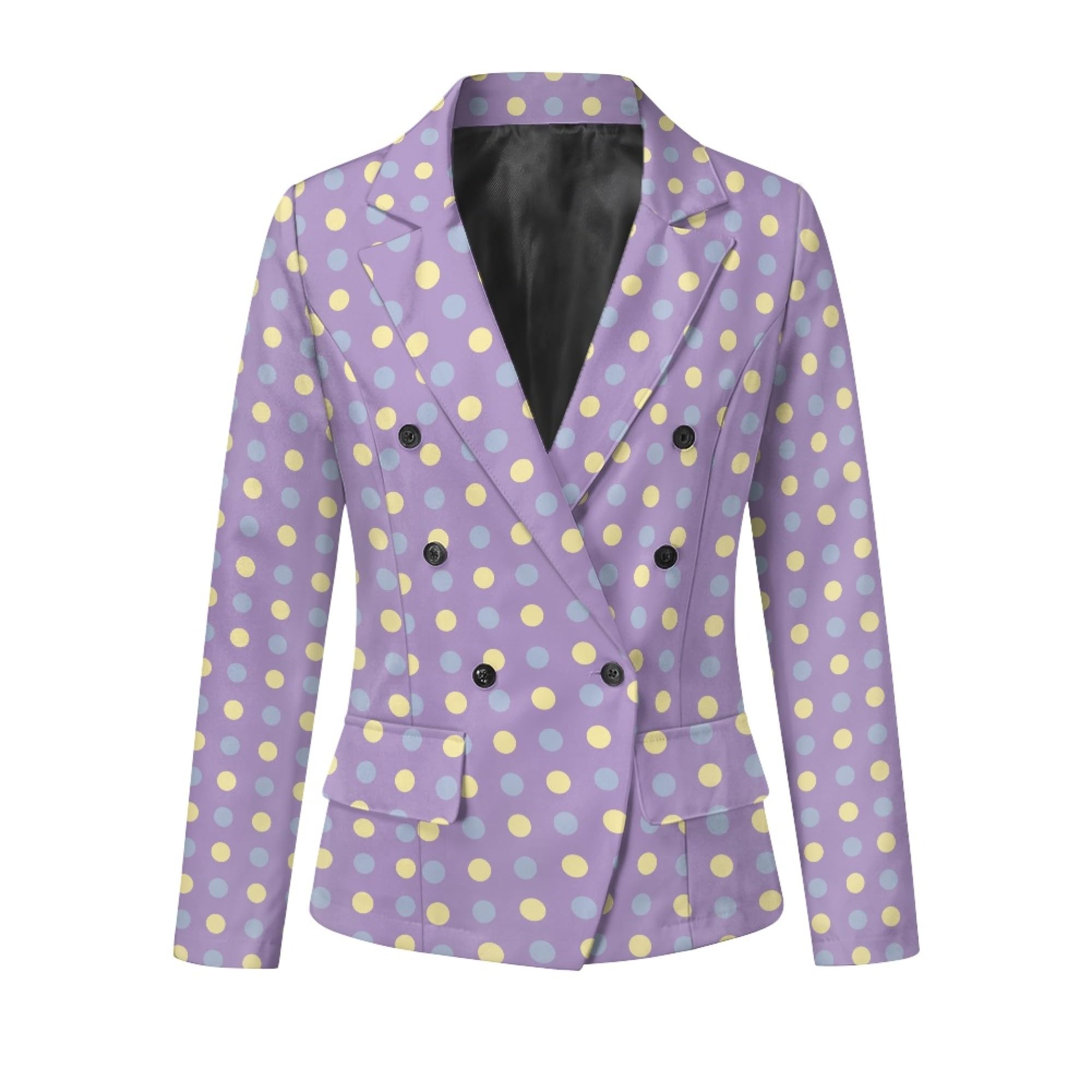 Blazer casual para mujer, chaqueta de traje de doble botonadura, ligera, ajuste delgado, abrigo de trabajo y oficina con bolsillos, Estampado de lunares, 3XL