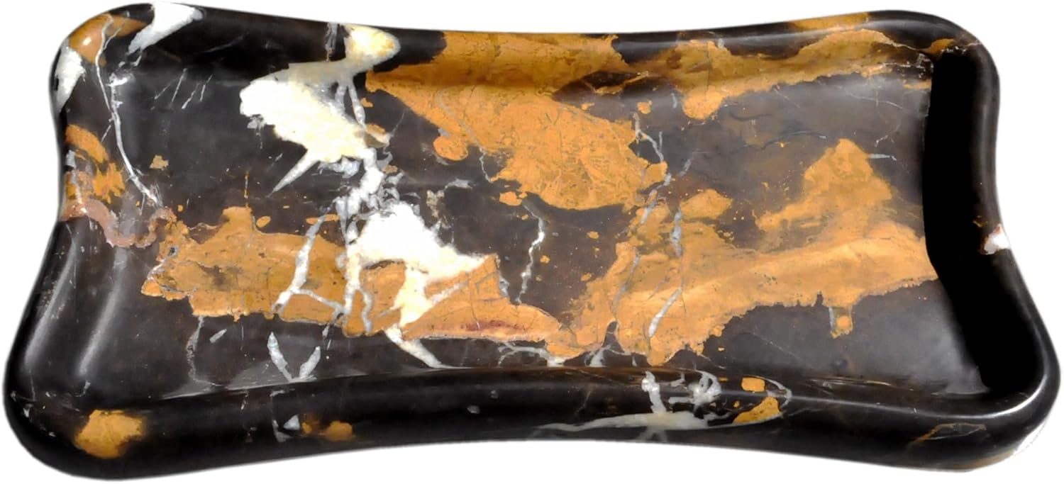 Natural Brown Marble Vanity Tray Luxury Bone Shape Serving Marble Storage for Bathroom, Kitchen, Plate Holder for Skincare Product, Perfume, Candle and Jewelry, Key Tray Home Décor (Portopo)